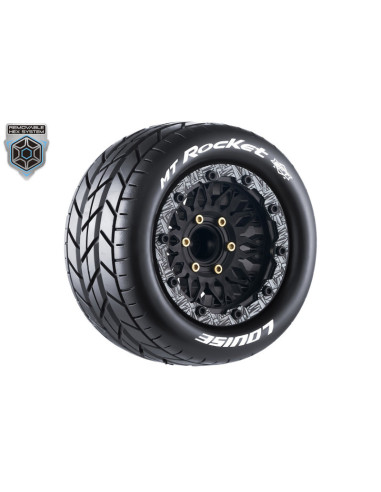 Louise RC - MFT MT-ROCKET 1/10 Monster Truck Tire Set - Mounted - Sport - Black Wheels - Removable HEX 12 Narrow 12 - Imagen 2