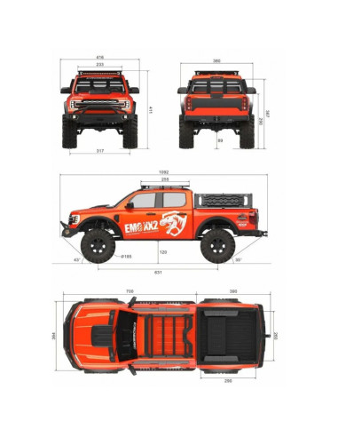 GRUA EMO XX2 1/5 RTR CAMION Brushless (Naranja) - Imagen 16