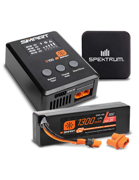 Paquete Smart Powerstage: Batería LiPo 3S 30C de 1300 mAh (IC2) / Cargador S100 / Fuente de alimentación de 65 W / Adaptador - Imagen 1