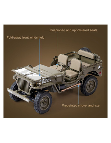 PACK MILITARY SCALER JEEP WILLYS RTR 1/6  ROC HOBBY+BATERIA Y CARGADOR - Imagen 16