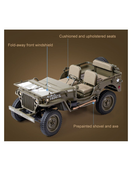 PACK MILITARY SCALER JEEP WILLYS RTR 1/6  ROC HOBBY+BATERIA Y CARGADOR - Imagen 16