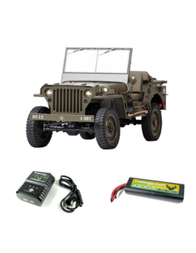 PACK MILITARY SCALER JEEP WILLYS RTR 1/6  ROC HOBBY+BATERIA Y CARGADOR - Imagen 1