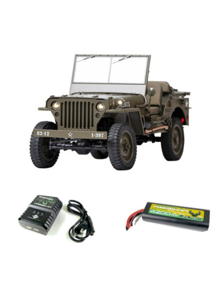 PACK MILITARY SCALER JEEP WILLYS RTR 1/6  ROC HOBBY+BATERIA Y CARGADOR - Imagen 1
