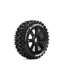 LR-T3271SB B-UPHILL - 1-8 Buggy Tire Set - Mounted - Soft - Black Spoke Wheels - Hex 17mm (2) - Imagen 1