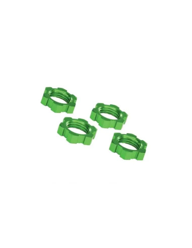 TRX7758G Tuercas de rueda estriadas de 17 mm, dentadas (anodizadas en verde) (4) - Imagen 1