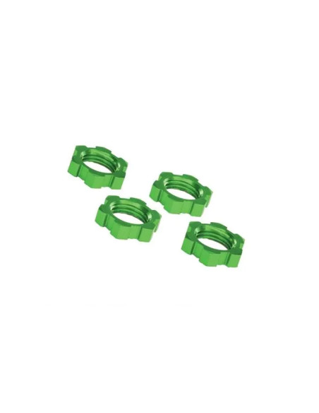 TRX7758G Tuercas de rueda estriadas de 17 mm, dentadas (anodizadas en verde) (4) - Imagen 1