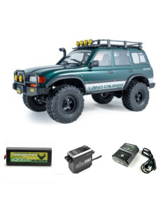 PACK FMS 1/10 TOYOTA LAND CRUISER 80 RS VERDE BRUSHLESS CRAWLER+CAMBIO DE SERVO+BATERIA Y CARGADOR ABSIMA - Imagen 1