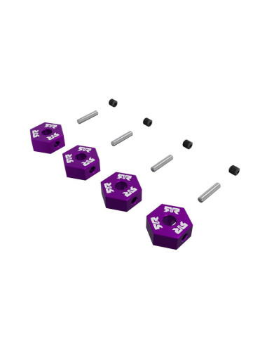 ARA-3117 Juego de 4 tornillos hexagonales para ruedas de metal de 12 mm, color morado. - Imagen 1