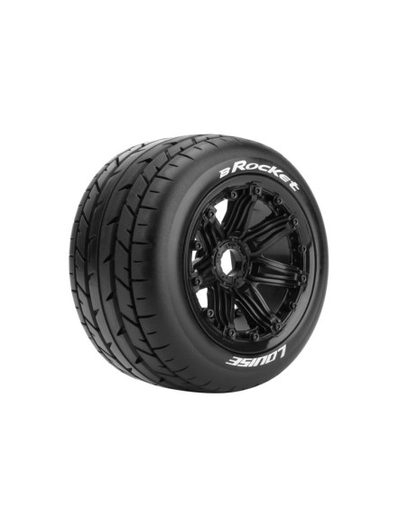 L-T3242B B-ROCKET - 1-5 Buggy Tire Set - Mounted - Sport - Black Bead-Lock Wheels - Hex 24mm - Rear - Imagen 2
