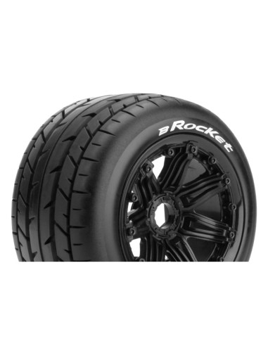 L-T3242B B-ROCKET - 1-5 Buggy Tire Set - Mounted - Sport - Black Bead-Lock Wheels - Hex 24mm - Rear - Imagen 1