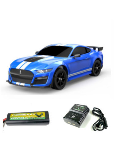 PACK MJX Hyper GO 1/10 Ford Mustang Shelby GT500 RTR+BATERIA Y CARGADOR ABSIMA - Imagen 1
