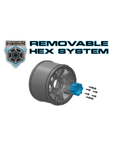 LR-T3274SX MT-MCROSS 1-10 Monster Truck Tire Set - Mounted - Sport - Black Wheels - Removable HEX 12 Narrow 12 Wide - Imagen 3
