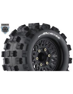LR-T3274SX MT-MCROSS 1-10 Monster Truck Tire Set - Mounted - Sport - Black Wheels - Removable HEX 12 Narrow 12 Wide - Imagen 1