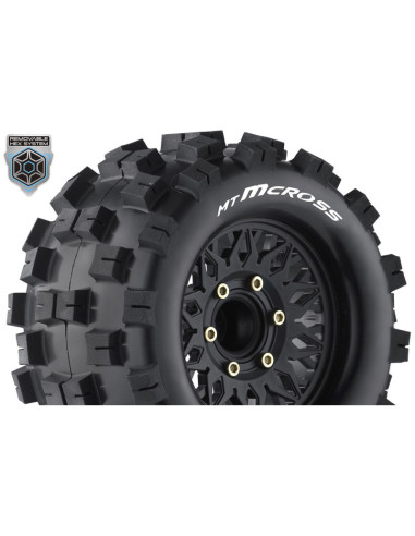 LR-T3274SX MT-MCROSS 1-10 Monster Truck Tire Set - Mounted - Sport - Black Wheels - Removable HEX 12 Narrow 12 Wide - Imagen 1