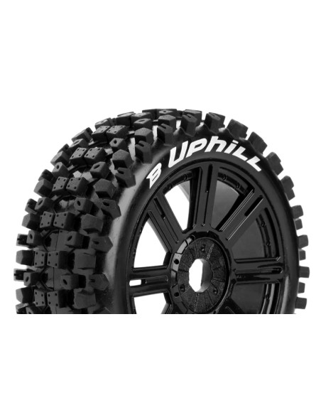 LR-T3271SB B-UPHILL 1-8 Buggy Tire Set Mounted - Soft - Black Spoke Wheels - Hex 17mm (2) - Imagen 1