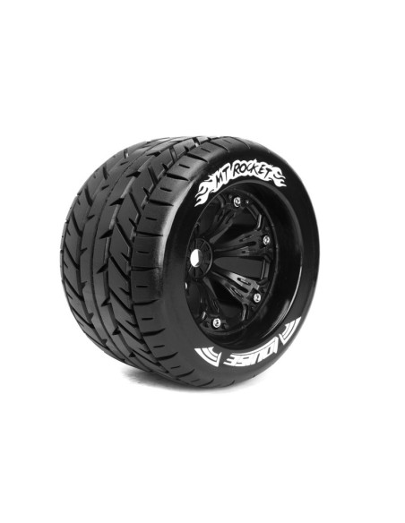 LR-T3217B  MT-ROCKET 1/8 Monster Truck Tire Set Mounted Sport Felgen 3.8 Schwarz Hex 17mm - Imagen 2