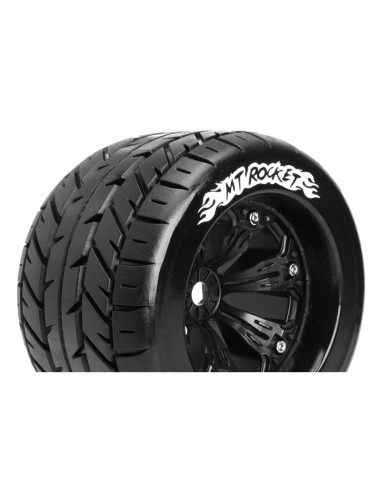 LR-T3217B  MT-ROCKET 1/8 Monster Truck Tire Set Mounted Sport Felgen 3.8 Schwarz Hex 17mm - Imagen 1