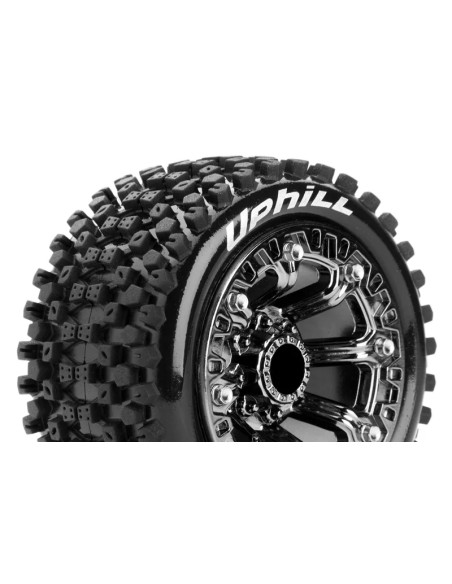 LR-T3279SBC ST-UPHILL 1/16 Truck Tire Set  Mounted  Sport Black Chrome 2.2 Wheels - Imagen 1
