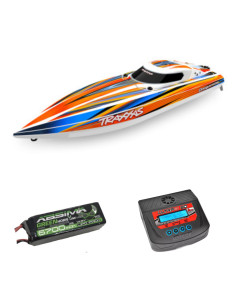 PACK EMBARCACION DE ALTO RENDIMIENTO TRAXXAS DISRUPTOR 4S +BATERIA ABSIMA 4S 6700MAH+CARGADOR TEAM CORALLY - Imagen 1