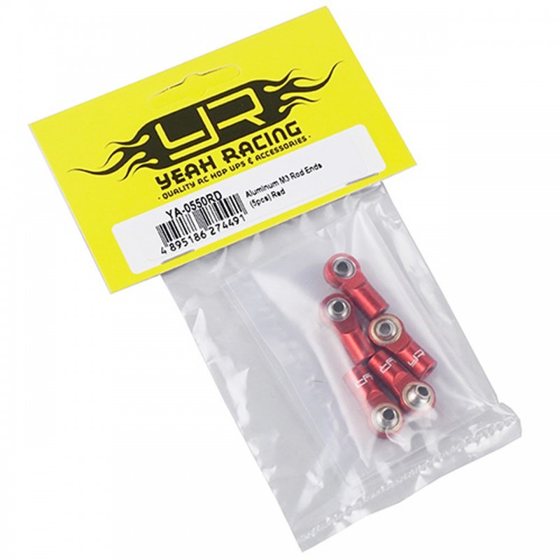 YA-0550RDEXTREMOS DE VARILLA DE ALUMINIO M3 (5 PIEZAS) ROJO YEAH RACING - Imagen 2