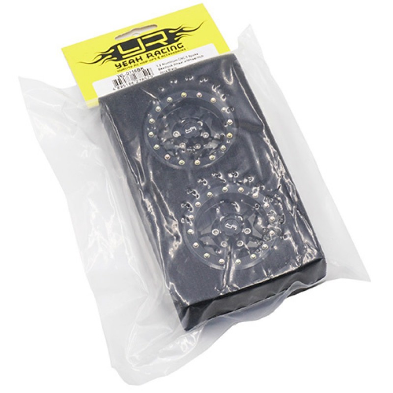 WL-0116BKLLANTA 1.9 ALUMINIO CNC 5 RADIOS BEADLOCK WHEEL W / WHEEL HUB 2PCS NEGRO,yeah racing - Imagen 2