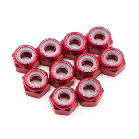 YA-0566RD TUERCA DE BLOQUEO DE ALUMINIO DE 3 MM ROJA, YEAH RACING - Imagen 1