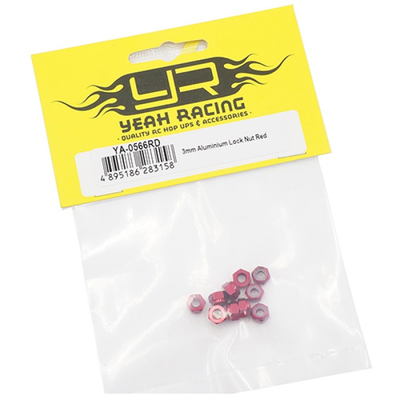 TUERCA DE BLOQUEO DE ALUMINIO DE 3 MM ROJA, YEAH RACING YA-0566RD - Imagen 2