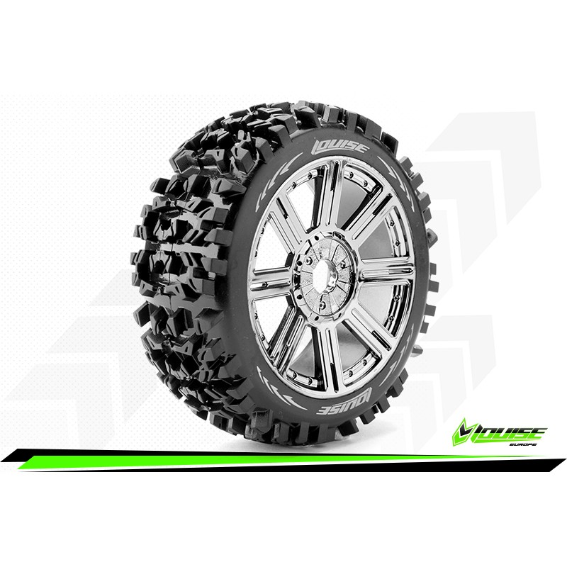 LR-T3130SBC B-PIONEER 1:8 BUGGY TIRE SET MOUNTED SOFT BLACK-CHROME(2PIEZAS) - Imagen 2